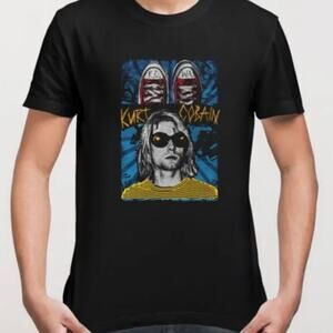 Kurt Cobain Converse & Sunglasses Tee Shirt Black Nirvana LG NWT Grunge Rock